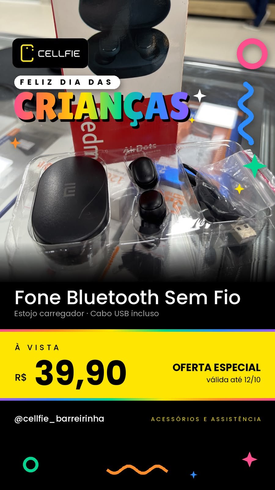 Fone Bluetooth Sem Fio - R$39,90